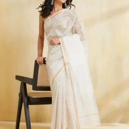 Fabindia White Woven Saree-picture-45