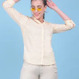 Crimsoune Club Beige & White Floral Print Shirt-image-43