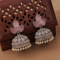 TOS Brass-Plated Artificial Stones Studded Dome Shaped Jhumkas-1