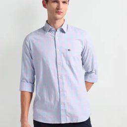 arrow sport Arrow Sports Blue Cotton Slim Fit Checks Shirt-picture-32
