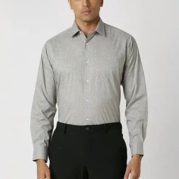 Van Heusen Grey Cotton Regular Fit Printed Shirt-image-95