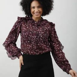 PURYS Maroon Floral Print Top-image-60