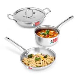 Wonderchef Silver Venice Triply Stainless Steel Cookware4 Pc Set-19