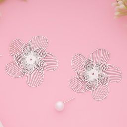 Estailo fashion Silver Plated Artificial Beaded Floral Shaped Studs-15