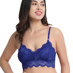 Spiaty Blue Lace Bralette Lightly Padded Bra-picture-29