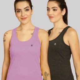 Friskers Purple & Grey Cotton Sports Tank Top - Pack Of 2-image-84