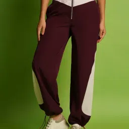 Globus Maroon Relaxed Fit Mid Rise Joggers-image-73