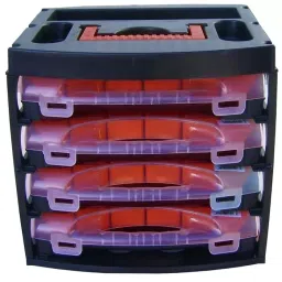 RS PRO 64 Cell Black, Red, Transparent Polypropylene, Adjustable Compartment Box, 300mm x 280mm x 320mm Model No 1246593-picture-40