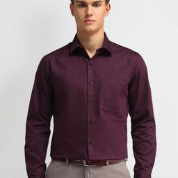 Arrow Men Classic Spread Collar Geometric Printed Cotton Formal Shirt-image-100
