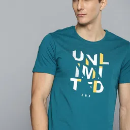HRX By Hrithik Roshan Lifestyle Men Petrol Bio-Wash Typography Tshirts-image-83