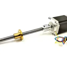 Invento Nema 23 25 Kg-cm Stepper Motor + Flexible coupling + 300mm (0.3 mtr) 12mm T12 TR12 2mm Pitch Lead Screw + Brass Nut ISC 1179-X3-6
