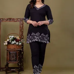 KALINI Women Floral Embroidered Regular Kurta with Harem Pants-picture-2