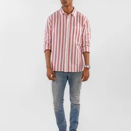 Eszett Striped Button-Down Collar Pure Cotton Casual Shirt-image-22