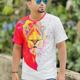 UD FABRIC Men Lion Face Short Sleeve T-Shirt-image-84