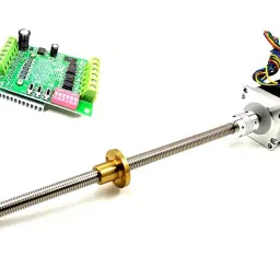 Invento TB6560 Driver + Nema 23 25 Kg-cm Stepper Motor + Flexible coupling + 400mm (0.4 mtr) 12mm T12 TR12 2mm Pitch Lead Screw + Brass Nut ISC 1179-C4-0