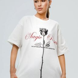 LULU & SKY Women Graphic Printed Round Neck Cotton Oversized T-shirt-picture-3