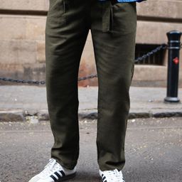 Powerlook Olive Cotton Pant With Belt-image-56