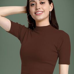 Dream Beauty Fashion Bullet Ribbed High Neck Crop Fitted Top-picture-30