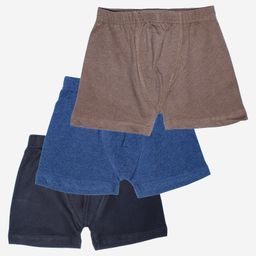 Kiddopanti Pack Of 3 Solid Boxer Shorts - Black Navy Blue & Light Brown-picture-25