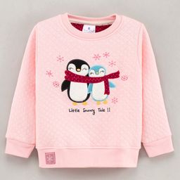 First Smile Full Sleeves Sweatshirt Penguin Embroidery - Baby Pink-image-61