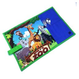 Echo Boomers Green Zoo Printed Stain Resistant Placemats Waterproof Tablemats for Kids Teenagers - Green & Blue-22