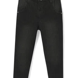 Babyhug Cotton Knit Full Length Denim Washed Jeans with Stretch - Black-picture-45