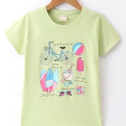 Cucumber Sinker Half Sleeves T-Shirt Bicycle Print - Green-picture-24