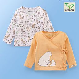 Babyoye 100% Cotton Organic Full Sleeves Jhablas with Side Knot Animal Print - Multicolor-image-55
