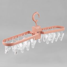 Rectangular Shaped Hanger With 16 Clips - Peach-12