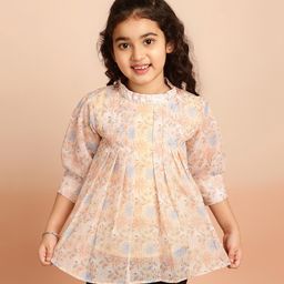 ISHTI  Three Fourth Sleeves Floral Printed Top -  Purple-image-94