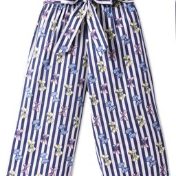 CrayonFlakes Bow Printed Belted Cotton Palazzo - Offwhite-image-22