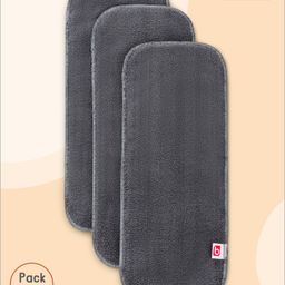 Babyhug Microfiber Solid Reusable Stay Dry 3 Layer Cloth Diaper Inserts Pack of 3 - Grey-4