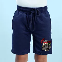 NUSYL Cotton Blend Ninja Text Printed Shorts - Navy Blue-picture-16