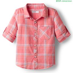 Babyoye 100% Cotton Woven Full Sleeves Checkered Party Shirt - Pink-image-10