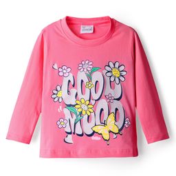 Olio Kids Sinker Knit Full Sleeves Winter T-Shirt with Cool Mood Text Print - Dark Pink-picture-6