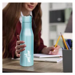 Milton Super 1000 Stainless Steel Water Bottle 1 ltr, Single Walled, Leak Proof Lid, Rust Proof ,For School, Office, Gym, Sky Blue-picture-29