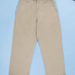Kiddopanti Cotton Woven Solid Pants - Beige-picture-23