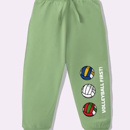 KAVEE Pure Cotton Knit Volleyball Printed Biowashed Lounge Pants - Olive Green-picture-0