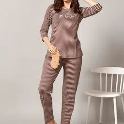 QUIRA Women Striped Printed Regular Fit Night suit-picture-7