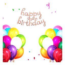 Crackles Cursive Letters Handwriting Design Script Happy Birthday Foil Balloon Rose Gold - Pack Of 13 image 2