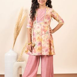 Stylo Bug Girls Floral Printed Regular Kurti with Palazzos-22