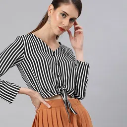 Sera Women Striped V-Neck Top-image-17