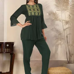 MARISY Embroidered Round Neck Top & Trousers-picture-21
