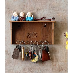 eCraftIndia Multiutility 7 Hooks Wooden Keyholder with Shelf image 4
