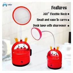FunBlast Cute Cartoon Design 2 in 1 Table Lamp with Sharpener - Red image 5