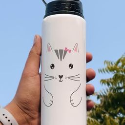 Indigifts White & Grey Printed Water Bottle 750ml-27
