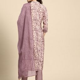 Anouk Floral Foil Printed Regular Kurta With Trousers & Dupatta image 4