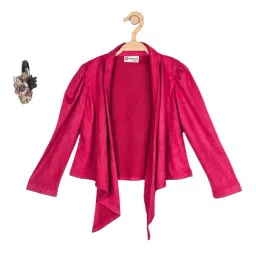 Peppermint Kids Fuchsia Solid Shrug With Hairband-image-88