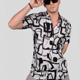 Almaty White Slim Fit Printed Shirt-image-19