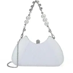 AKIKI LONDON White BEXLEY Embellished Small Clutch-picture-7